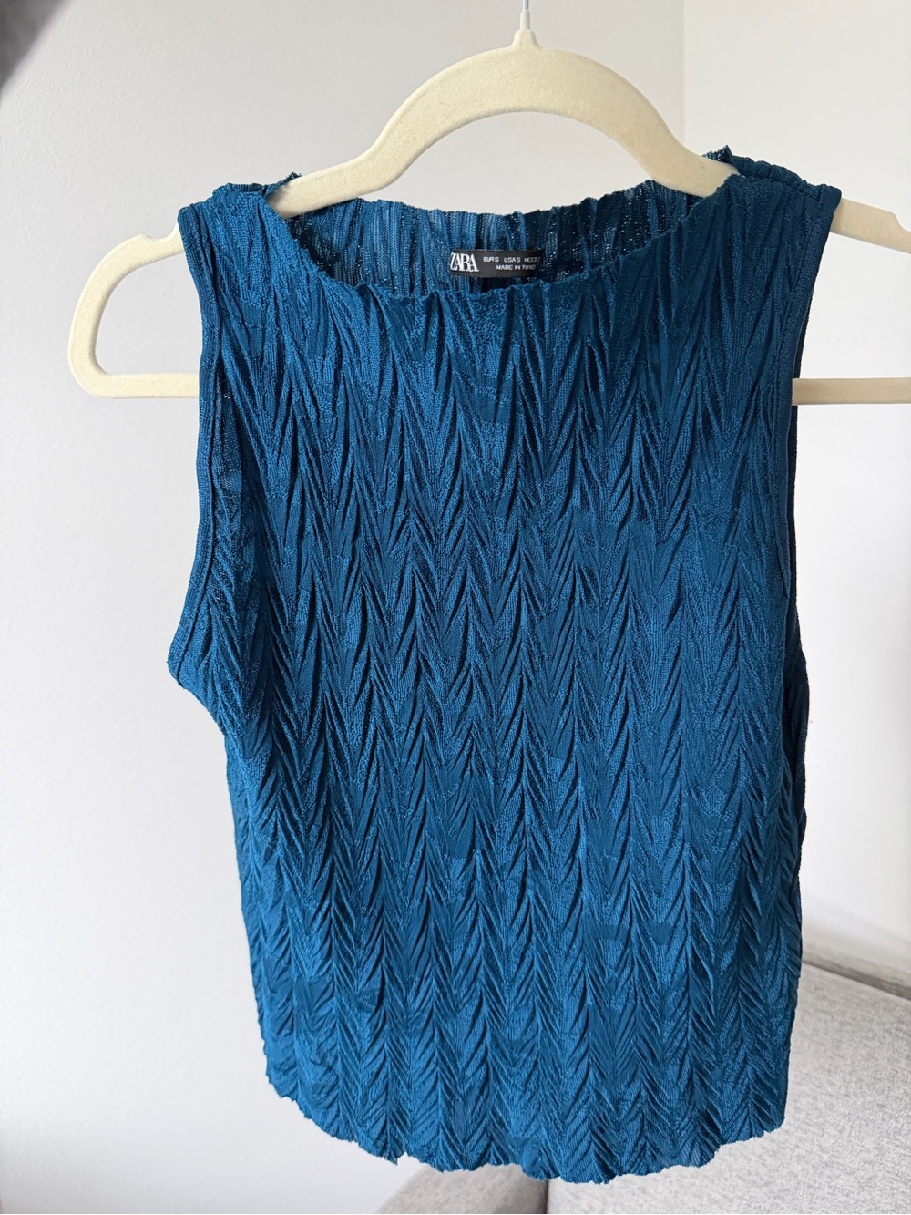 Pleated Jacquard top - Blue